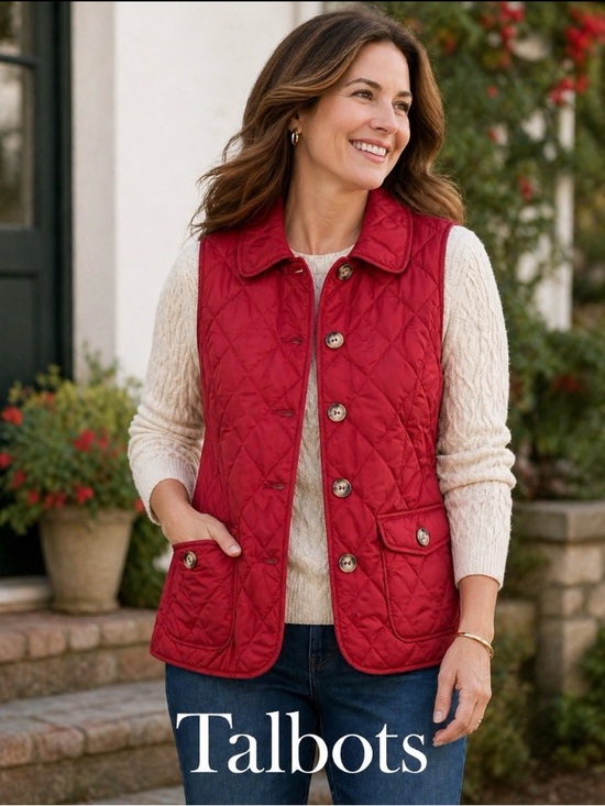 Talbots Jackets & Blazers - Talbots Woman Red Paisley-Lined Vest 1X